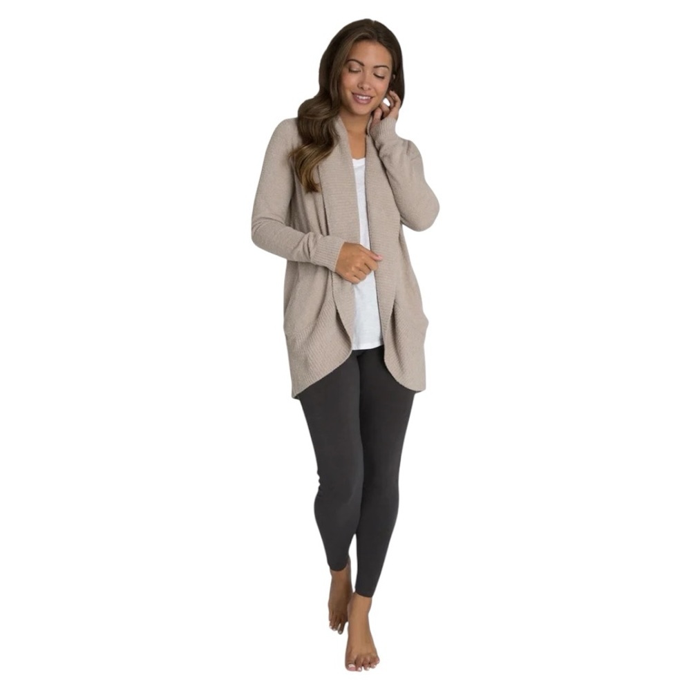 Barefoot Dreams CozyChic‎ Lite Circle Cardigan Taupe Ribbed Women's XS/S